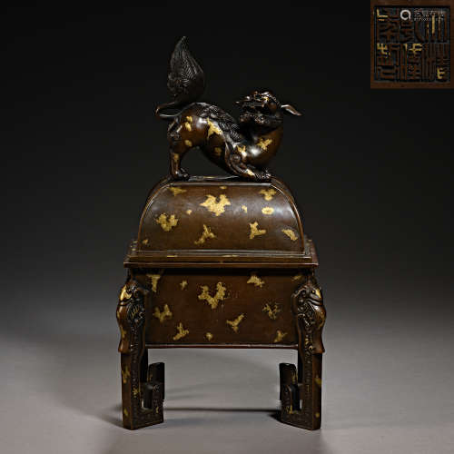 Qing Dynasty of China,Bronze Gilt Incense Burner