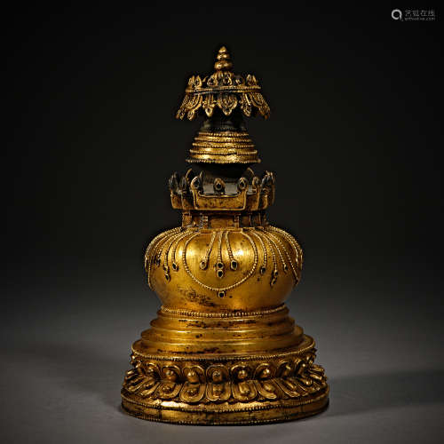 Qing Dynasty of China,Bronze Gilt Multiplier