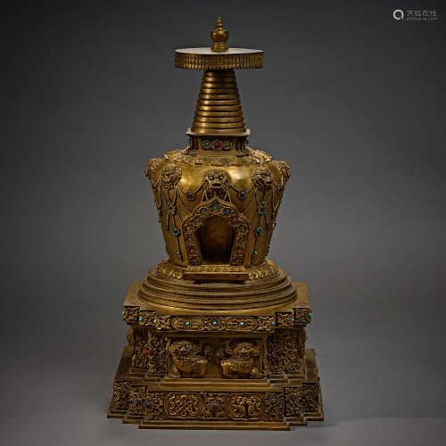 Qing Dynasty of China,Bronze Gilt Pagoda