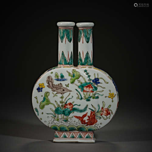 Qing Dynasty of China,Multicolored Double Warp Bottle