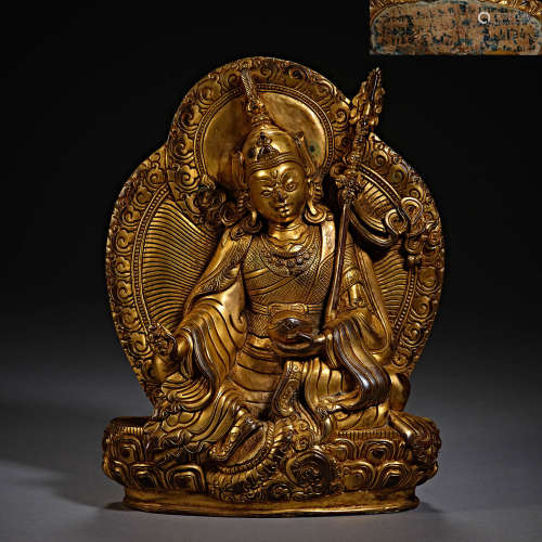 Qing Dynasty of China,Bronze Gilt Scriptures Buddha Statue