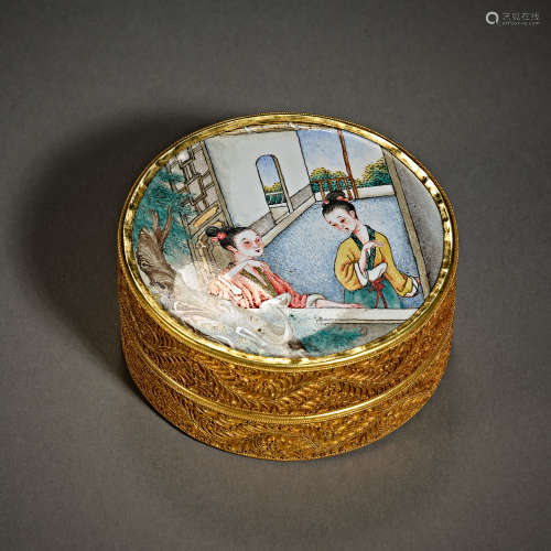 Qing Dynasty of China,Golden Enamel Jade Box