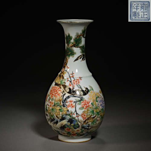 Qing Dynasty of China,Famille Rose Flower and Bird Jade Pot ...