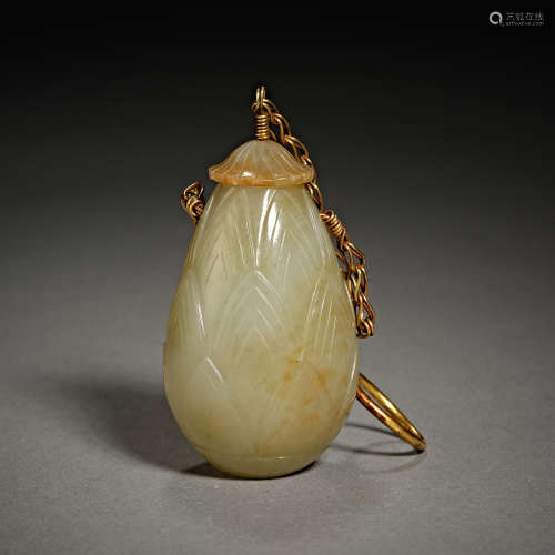 Tang Dynasty of China,Gilt Jade Bottle