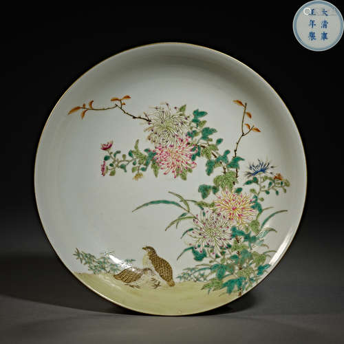 Qing Dynasty of China,Famille Rose Flower and Bird Plate