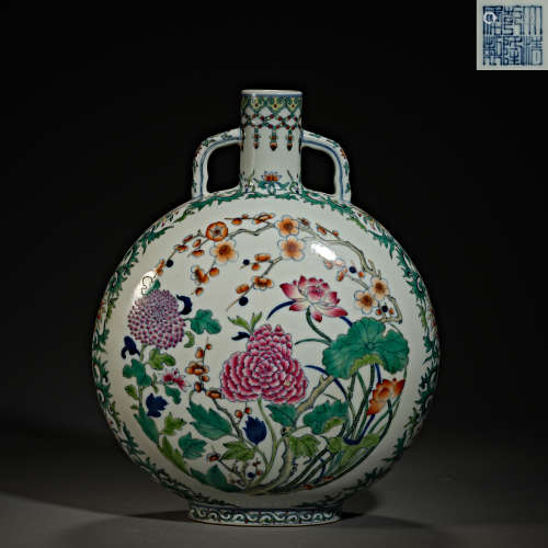 Qing Dynasty of China,Fighting Color Flower Moon Holding Bot...