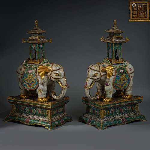 Qing Dynasty of China,Cloisonne Peaceful Elephant Ornament