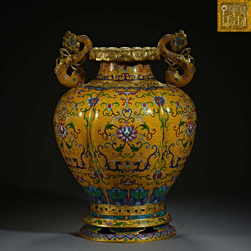Qing Dynasty of China,Cloisonne Binaural Vessel