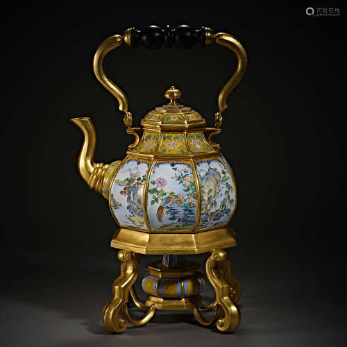 Qing Dynasty of China,Painted Enamel Holding Pot