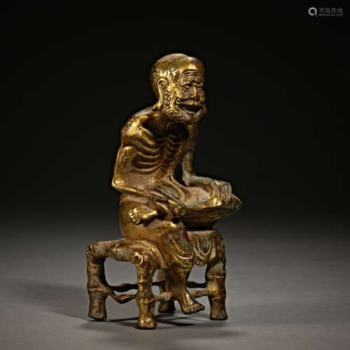 Qing Dynasty of China,Bronze Gilt Arhat Statue