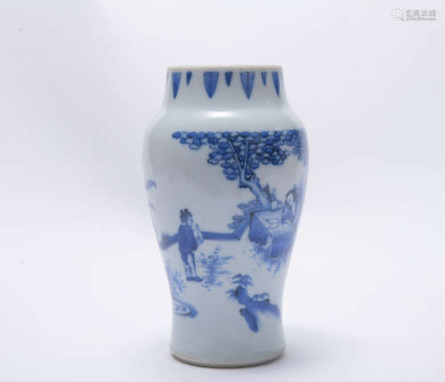 A blue and white 'figure' jar like lotus seed