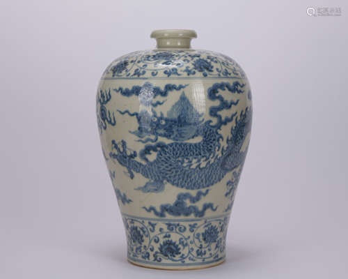 A blue and white 'dragon' vase