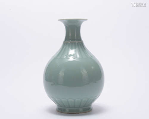 A celadon-glazed pear-shaped vase
