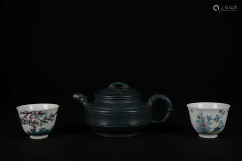 A Zisha teapot and cup
