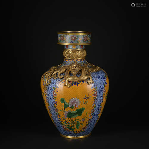 A Cloisonne enamel 'flowers' vase