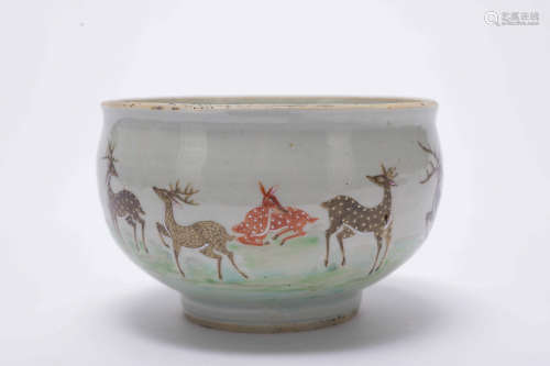 A Wu cai 'deer' bowl