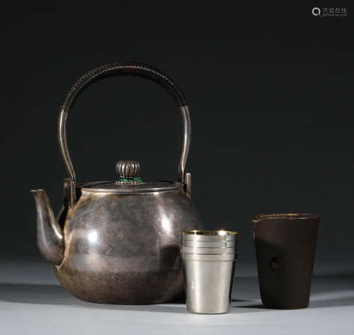 A set of Japanese silver pot