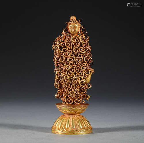 Ancient Chinese pure gold Guanyin Tara