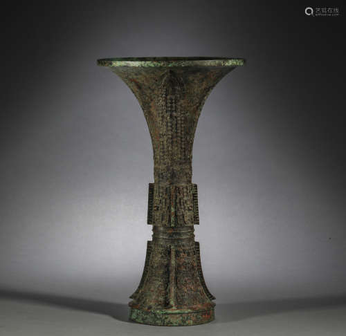 Ancient Chinese bronze flower goblet