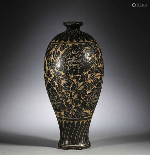 Chinese ancient Cizhou kiln plum vase