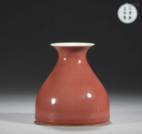 Chinese Qing Dynasty red glazed jade pot and spring bottle