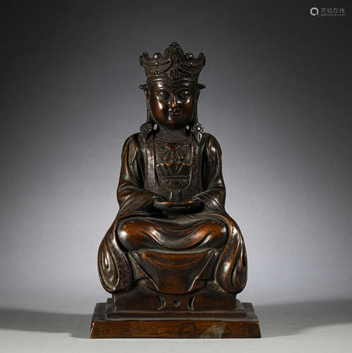 Ancient Chinese bronze statue of Guanyin