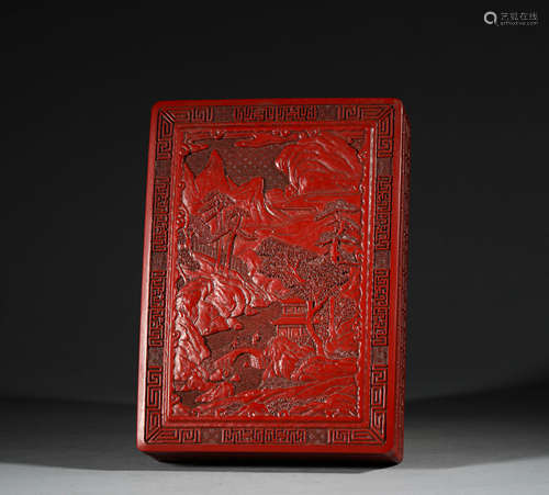 Chinese Qing Dynasty red inkstone box