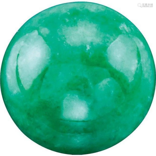 Round Cabochon Cut Natural Green Jadeite Jade - Fine