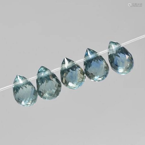 2.3ct Briolette cut Teal Sapphires