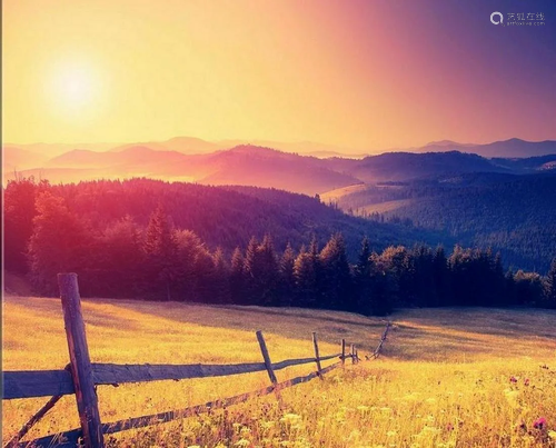 Morning Sky Over Hills, Carpathian, Ukraine Canvas Reproduct...