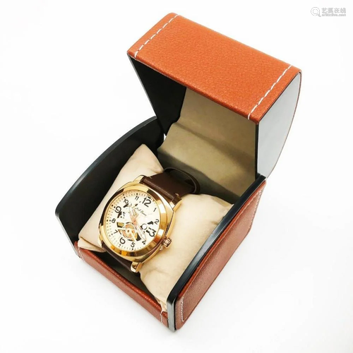 Mens L.A Banus Rose Gold Gloss Finish & Genuine Leather ...