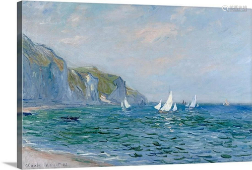 Cliffs and Sailboats at Pourville Canvas Reproduction