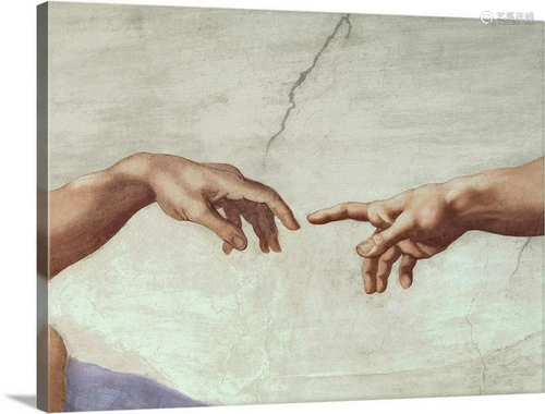 Hands of God and Adam, detail from The Creation of Adam Canv...