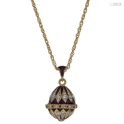 Purple Enamel 78 Brass Royal Egg Inspired Pendant