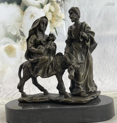 Mary, Joseph, and Jesus' Flight into Egypt Bronze Sculp...