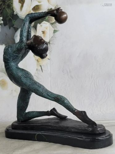 Olympic Acrobatic Gymnast Bronze Statue Signed by Collett