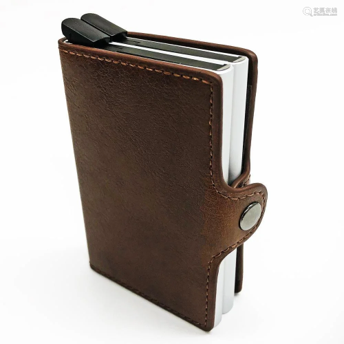 RFID Leather Wallet with Card pop out Mechanism