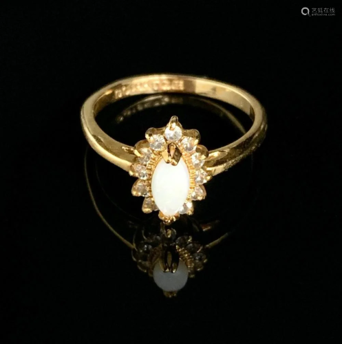 Size 9 .19ct Marquise Cut Opal in 18K Gold Plated Ring