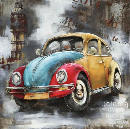 Volkswagen 3D Wall Mount Painting on Metal Canvas