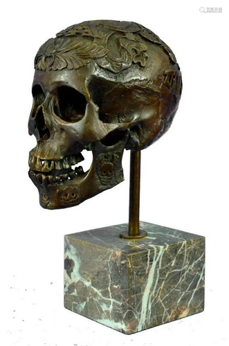 Hand Crafted Hot Cast Skeleton Halloween Bronze Sculpture By...