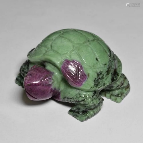 360ct Carved Ruby-Zoisite Turtle