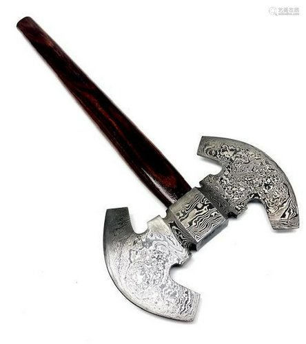 HEROS Hand Made Damascus Steel Forged Double Head War Axe Wi...