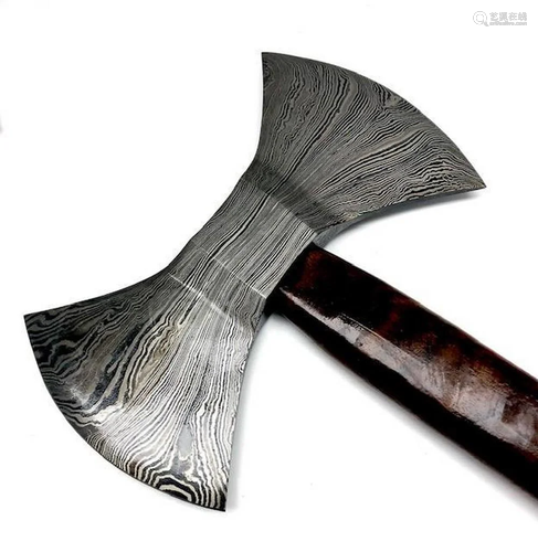 CRUSADERS Hand Made Damascus Steel Forged Double Head WAR Ax...