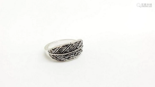 Womens Boho Style 18K GF Rhinestone Feather Ring