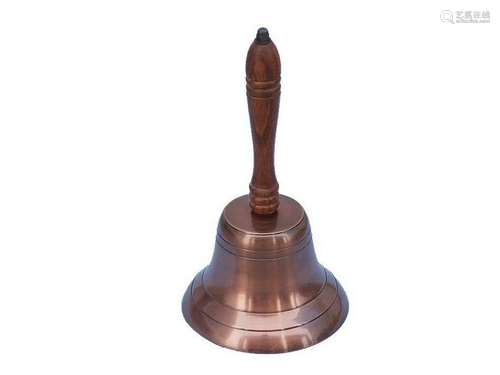 11" Antique Copper Hand Bell with Wood Handle