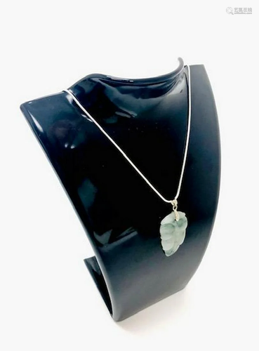 Floral Jadeite Hand-Carved Leaf Pendant