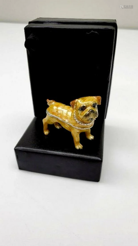 KEREN KOPAL - Bulldog Enamel Painted Trinket Box with Beauti...