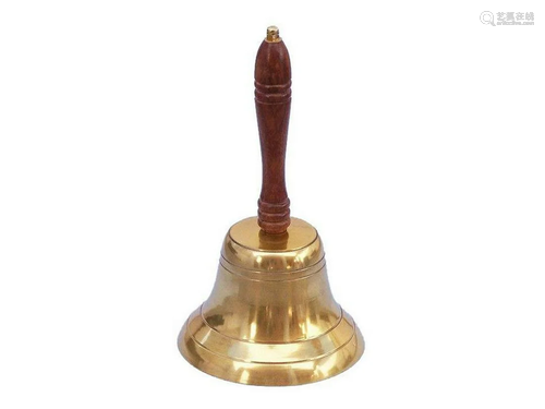 11" Brass Plated Hand Bell with Wood Handle