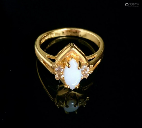 Size 9 .29ct Marquise Cut Opal in 18K Gold Plated Ring