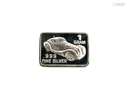 Novelty 1 Gram .999 Silver Bar - Vintage Race Car